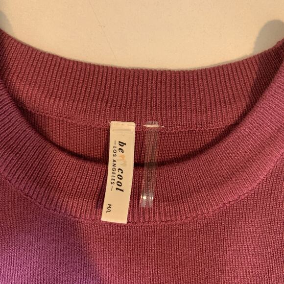 Be Cool Tank Top Women M/L Raspberry Sleeveless Ribbed Knit Crew Neck Fitted - Picture 8 of 12